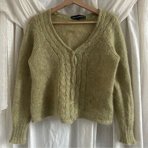 Y2K Green Mohair Cardigan